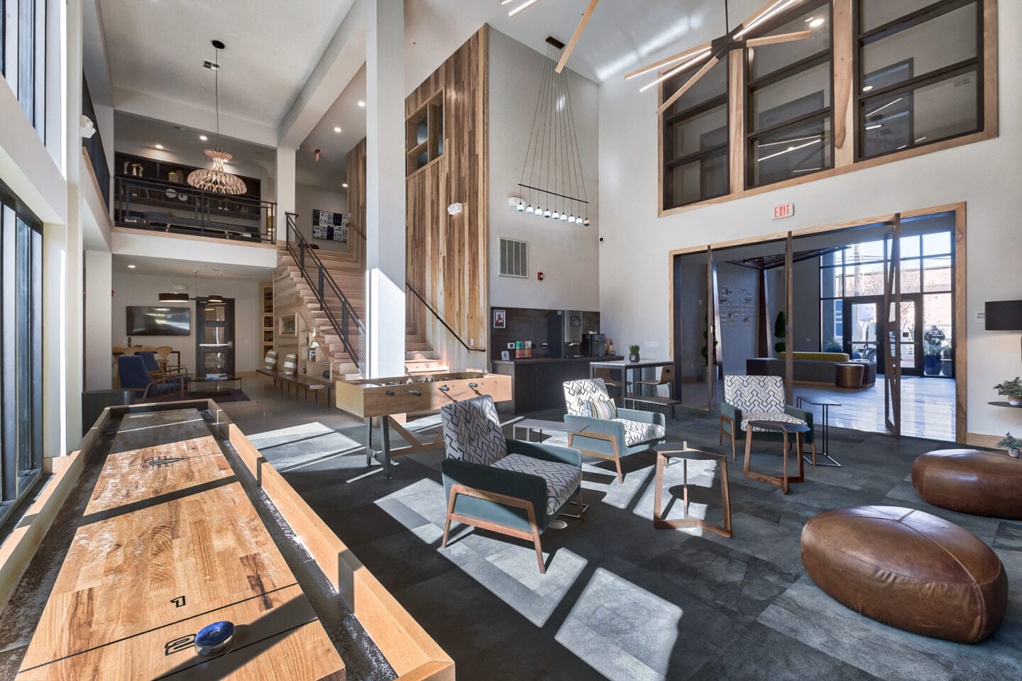 Expansive clubhouse with Coffee and Tea Station at Windsor Burnet, Austin, Texas