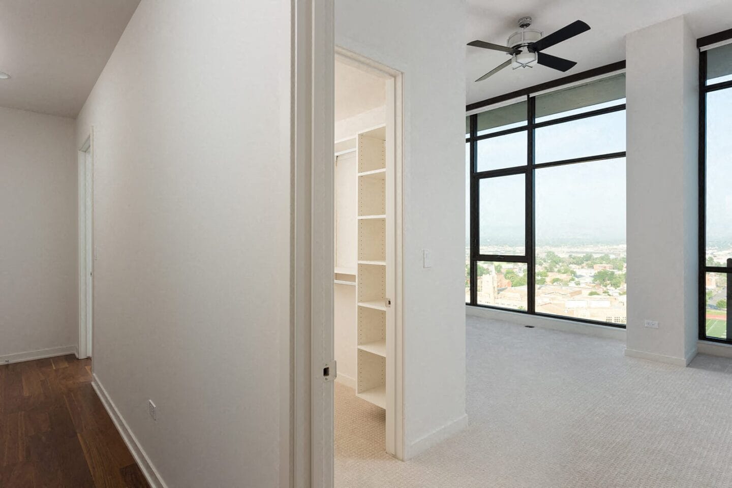 Walk-In Closets with Built-In Shelving at 1000 Speer by Windsor, 1000 Speer Blvd., Denver