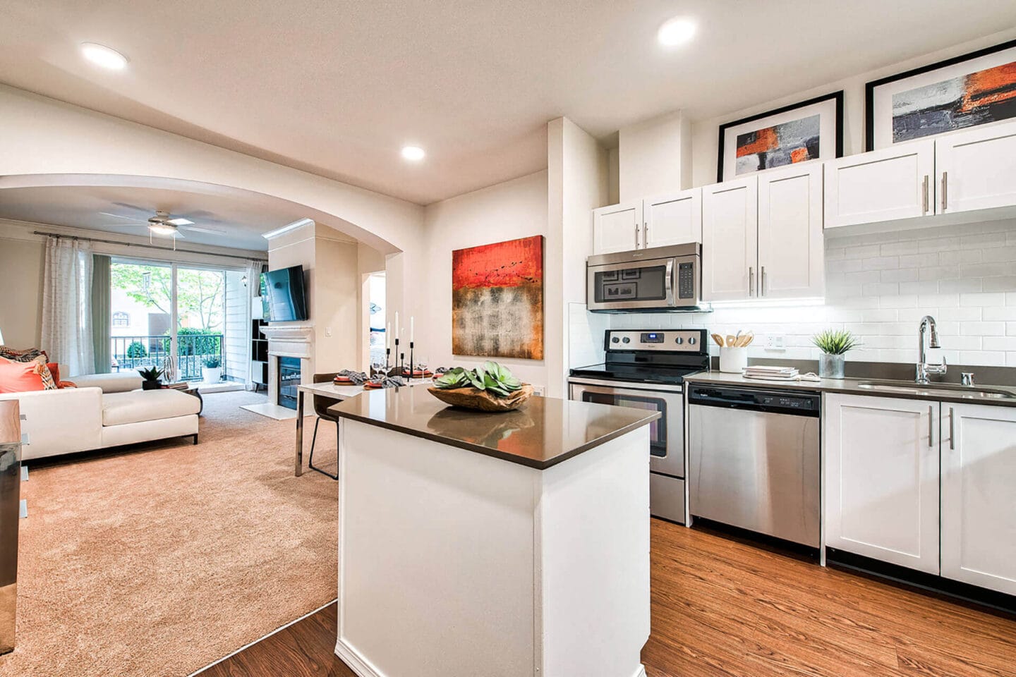 Modern Kitchen With Custom Cabinets And Stainless Steel Appliances at Reflections by Windsor, Redmond, WA