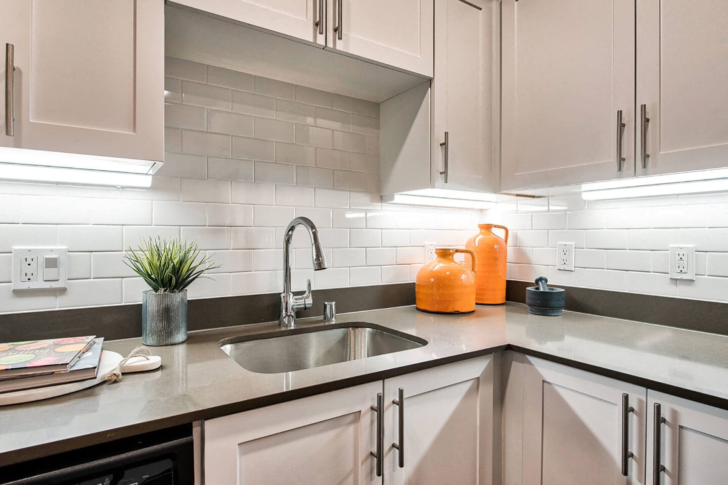 Beautiful backsplash tile in kitchen at Reflections by Windsor, Redmond, WA