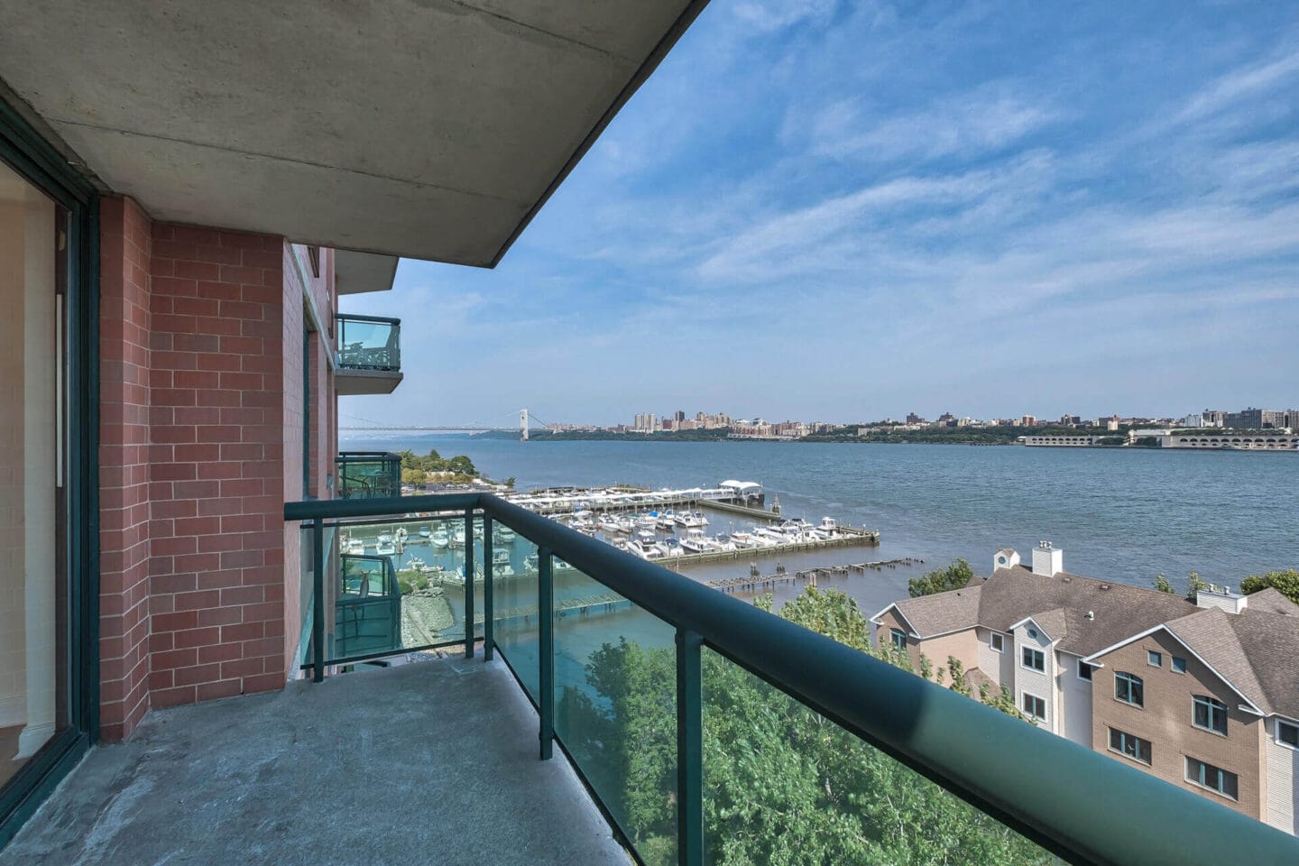 Balcony overlooking the water at Windsor at Mariners, Edgewater, NJ