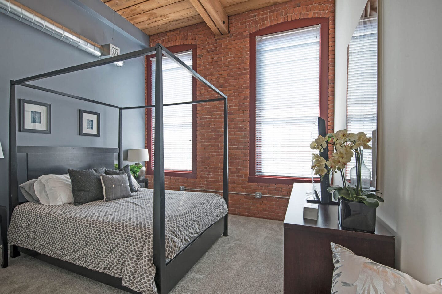 Bedroom With Expansive Windows at Windsor Radio Factory, Melrose, Massachusetts