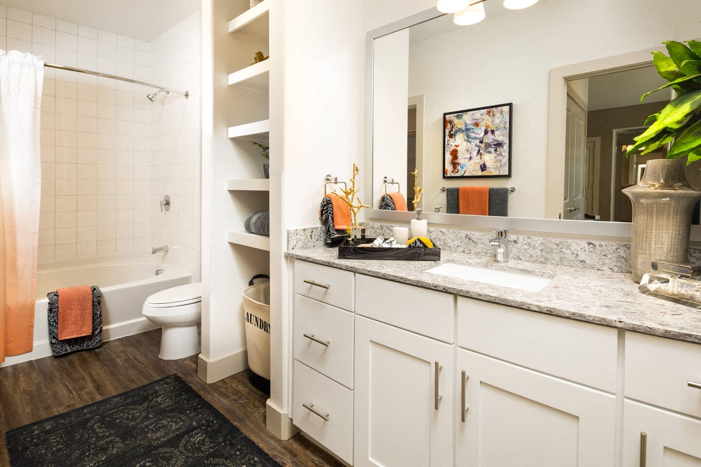 Spa-inspired bathrooms at Metro West, 8055 Windrose Ave, Plano