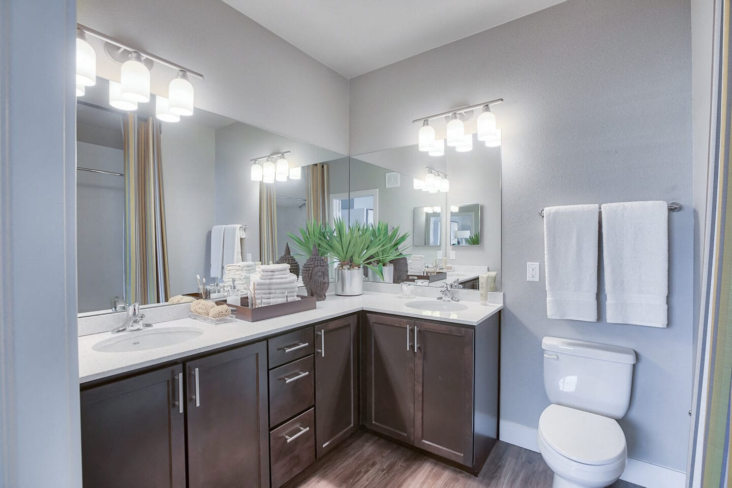 Designer Light Fixtures and Double Vanity at Retreat at the Flatirons, Broomfield, CO