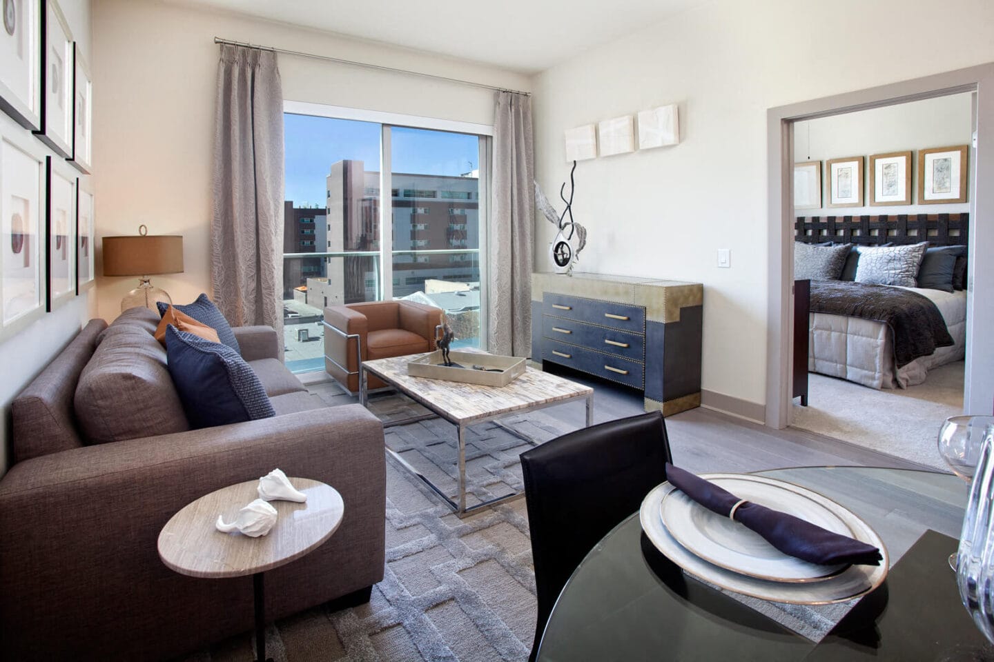 Open Living Room With Lofted Ceilings at South Park by Windsor, Los Angeles, 90015