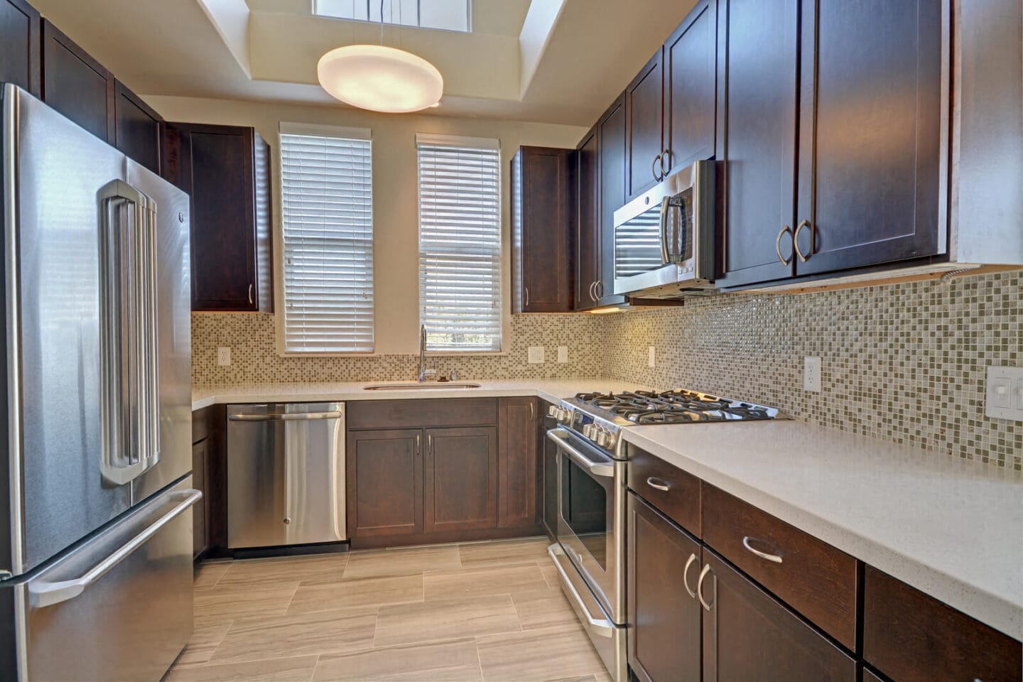 Beautiful Tile Backsplash in Kitchen at Windsor at Hancock Park, Los Angeles, California