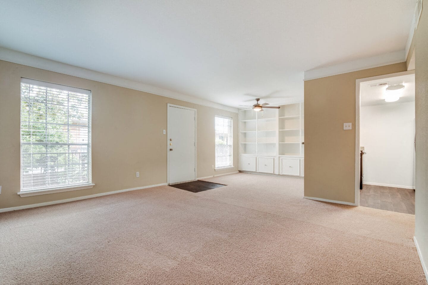 Built-In Living Room Storage at Allen House Apartments, 3433 West Dallas Street, Houston