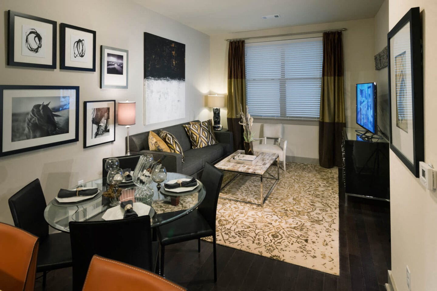 Large Living Room with Espresso Wood Flooring at Windsor at Cambridge Park, 160 Cambridge Park Drive, MA