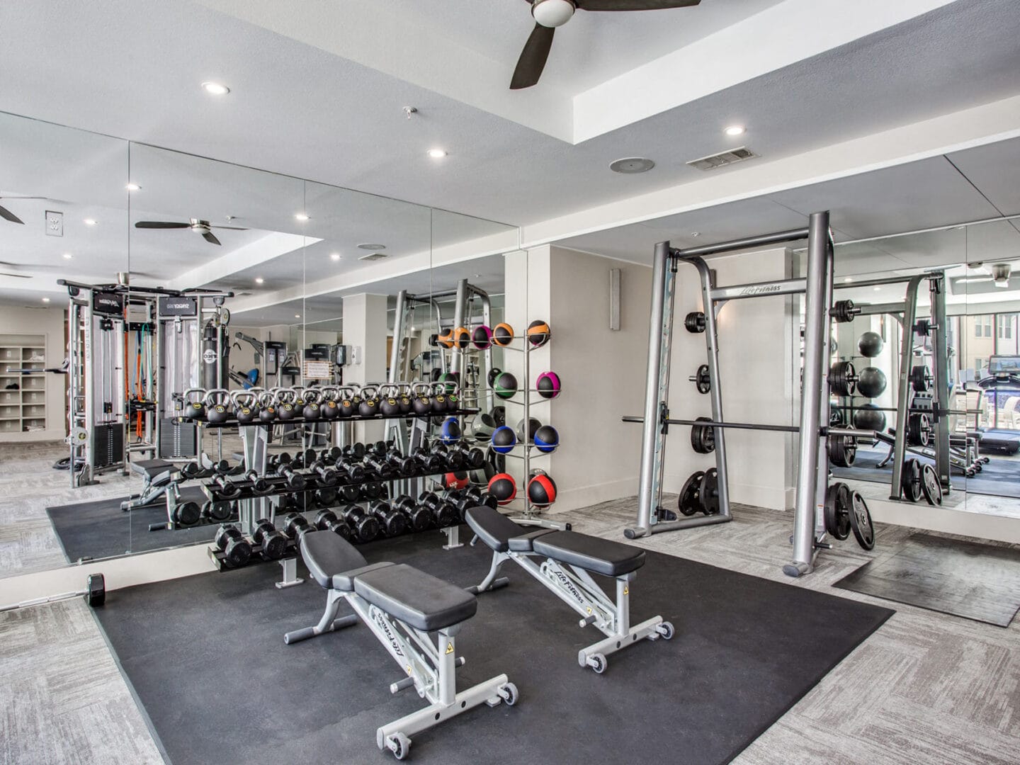 Free weight training area at The Monterey by Windsor, 75204, Dallas