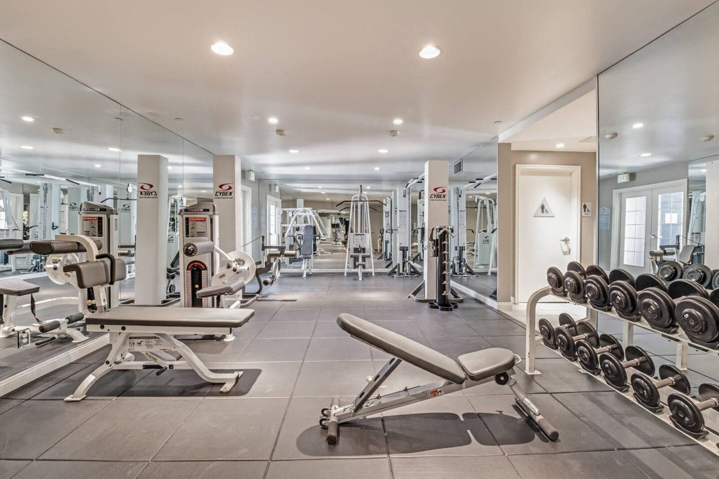 Strength Training Equipment in Fitness Center at Windsor at Hancock Park, Los Angeles, CA