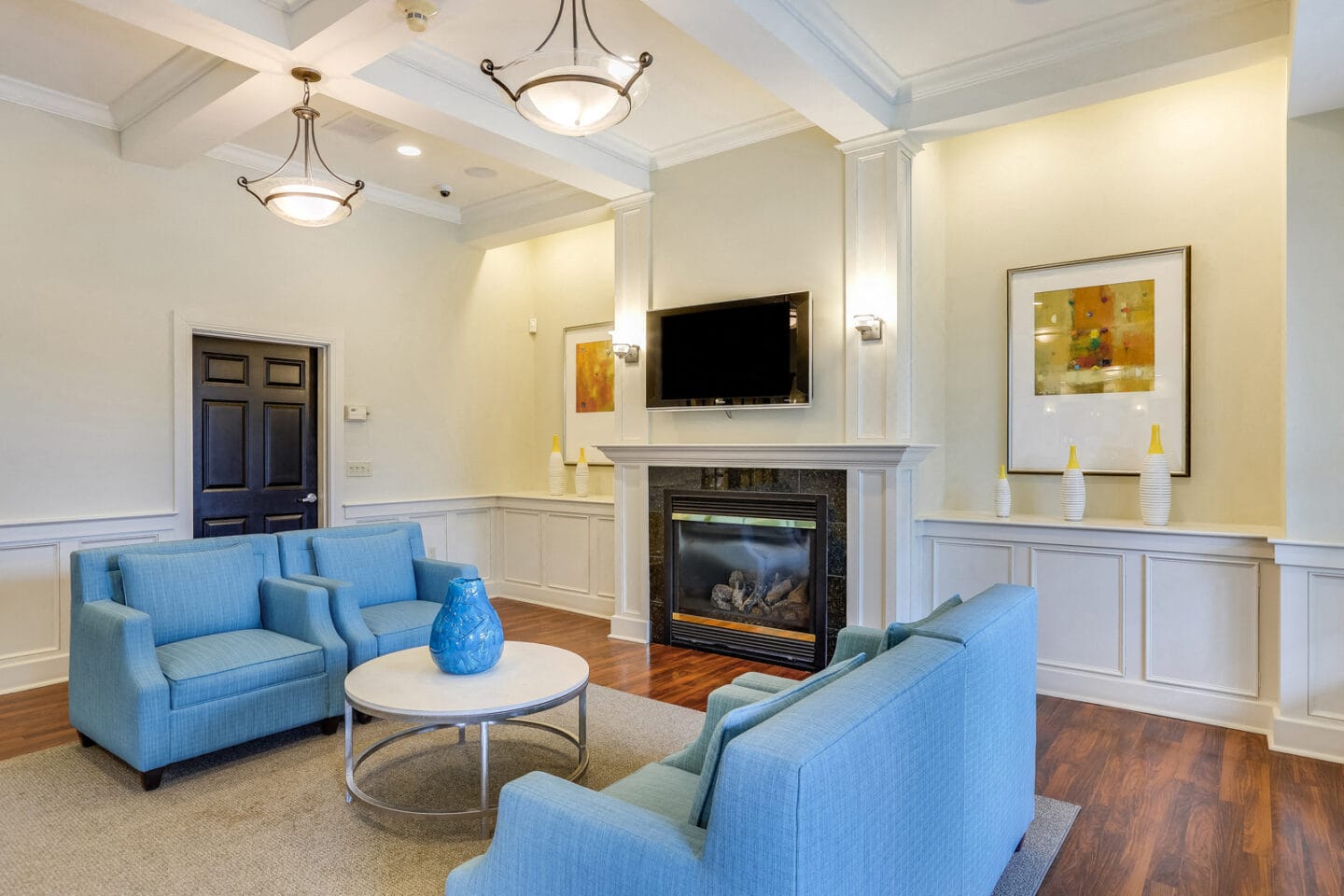 Fireplace in Resident Lounge at Windsor Ridge at Westborough, Westborough, 01581