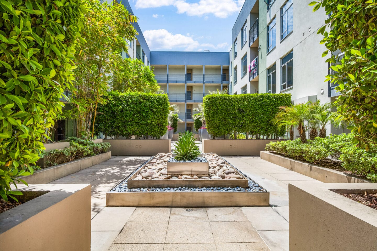 Beautiful Landscaping and Zen Garden at Sunset and Vine, Los Angeles, California