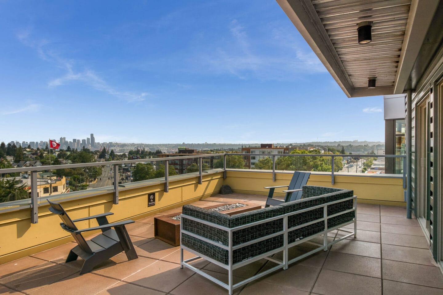 Relaxing Outdoor Lounge Area with Fire Pit at The Whittaker, 4755 Fauntleroy Way, Washington