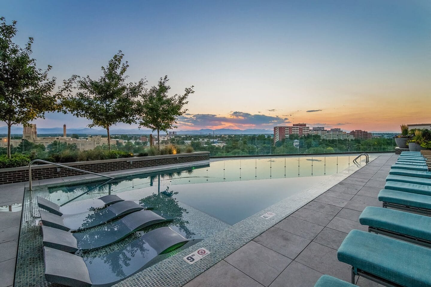 Invigorating Infinity Edge Pool with Stunning Views at 1000 Speer by Windsor, 1000 Speer Blvd., Denver