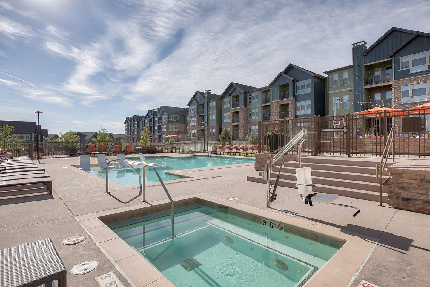 Pool and Jacuzzi at Windsor at Pinehurst Colorado, 80235