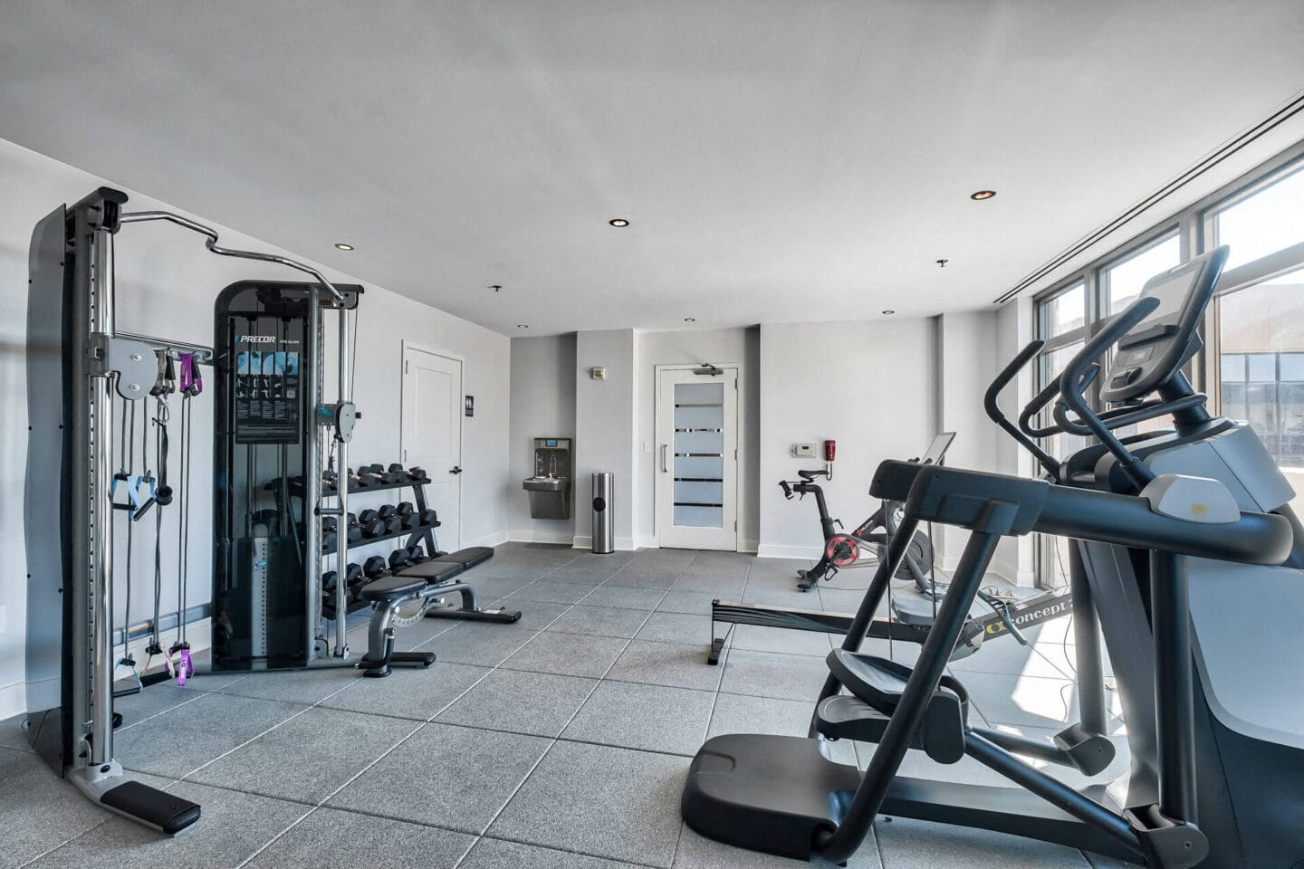 Free Weights And Cardio Equipment at Halstead Tower by Windsor, Alexandria, Virginia