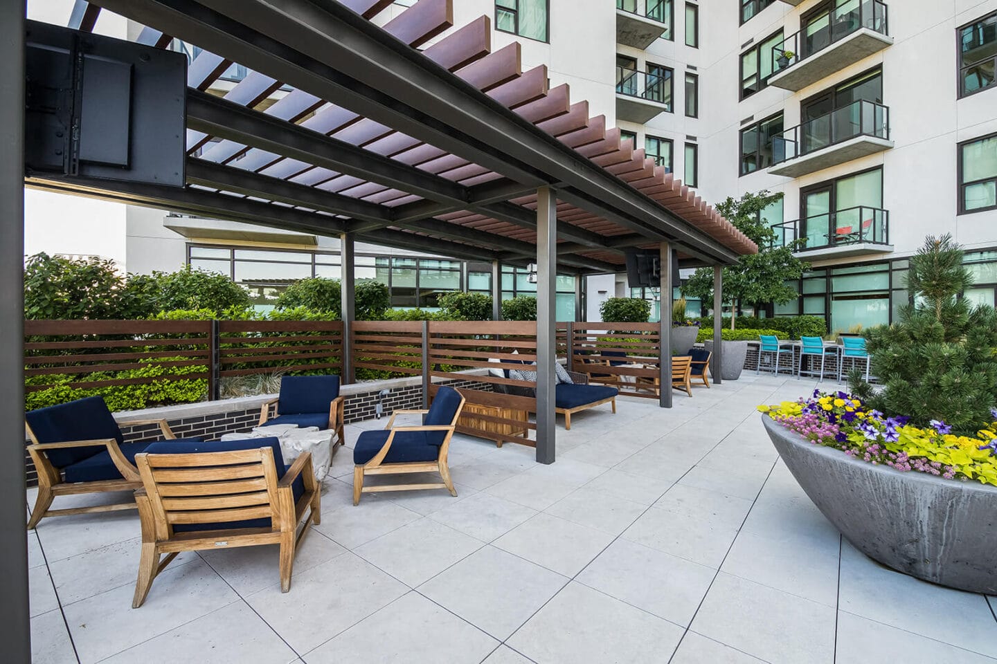 Poolside Cabanas with TVs at 1000 Speer by Windsor, Denver, 80204