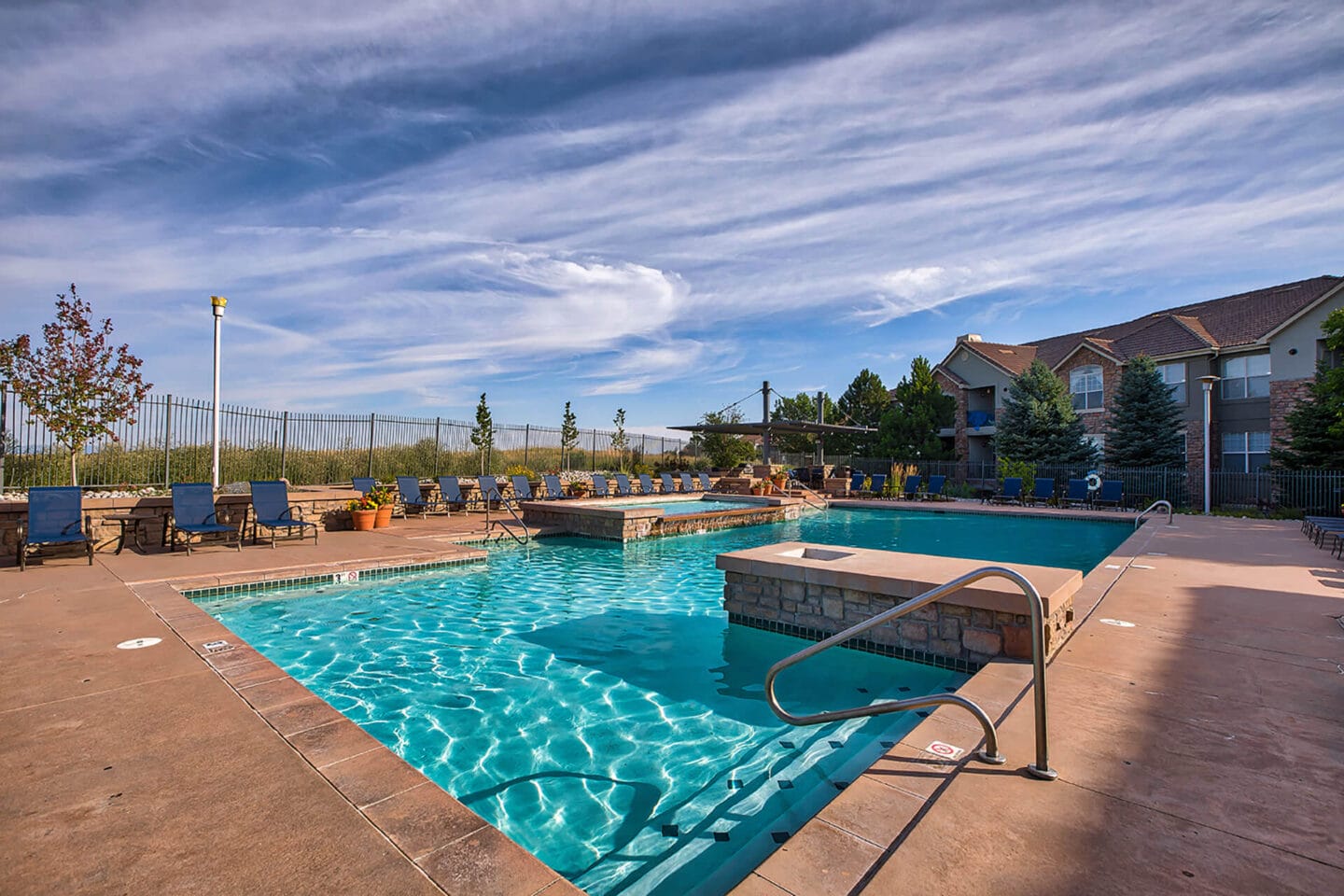 Tanning Area, Pool and Spa at Windsor Meridian, Englewood, Colorado