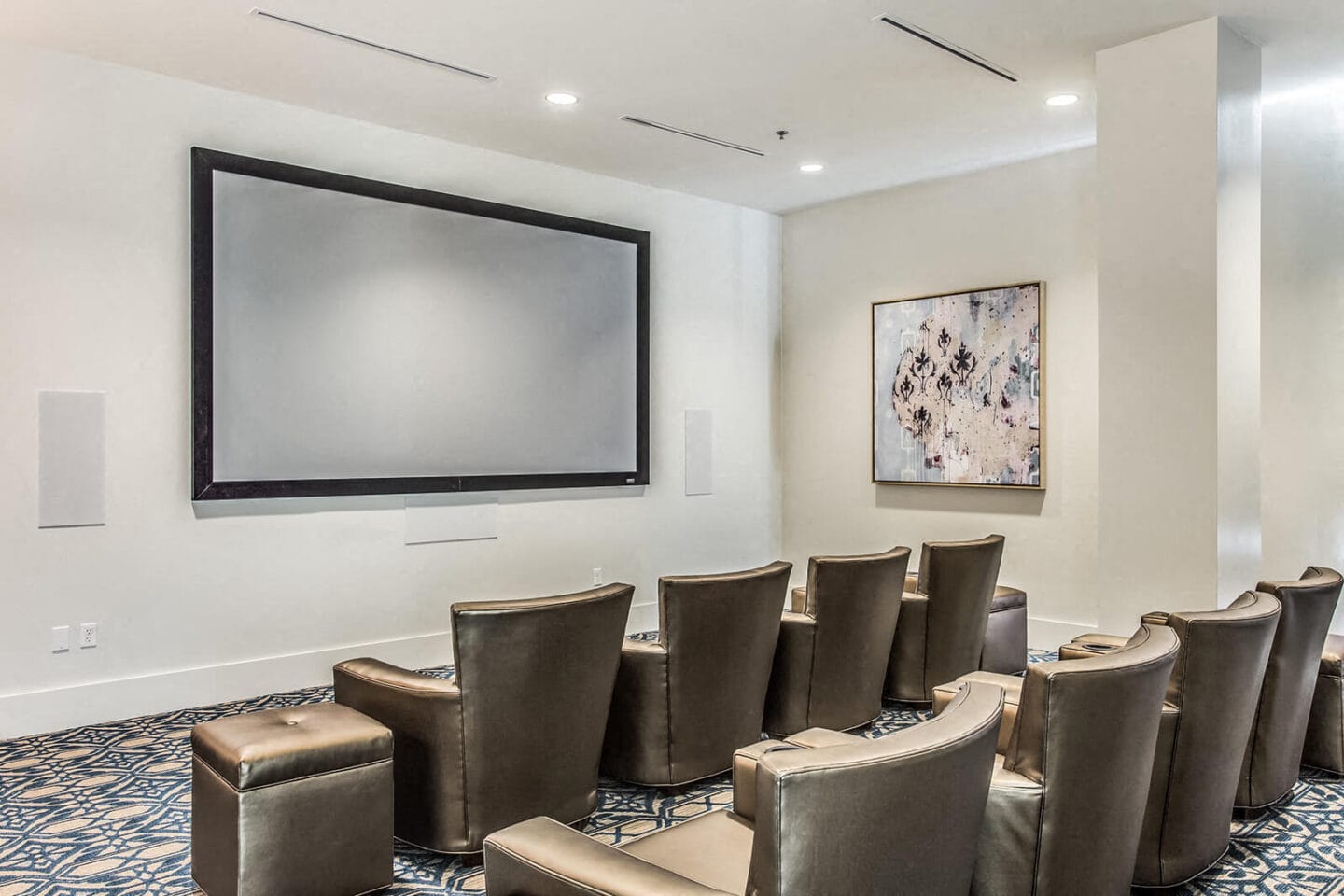 Media Room with 135” Quad-Screen Projector at Glass House by Windsor, Dallas, TX