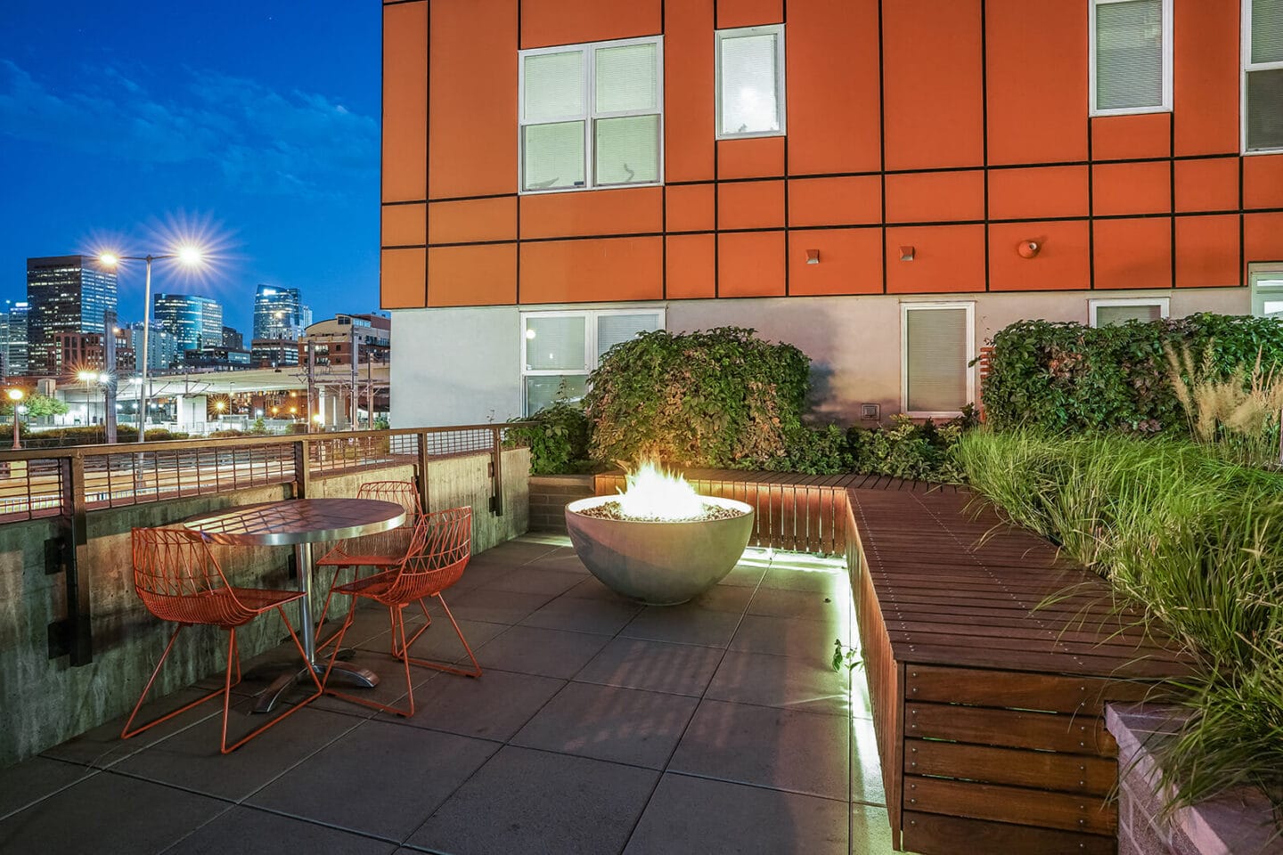 Fire Pit on Rooftop at The Casey, 2100 Delgany, Denver