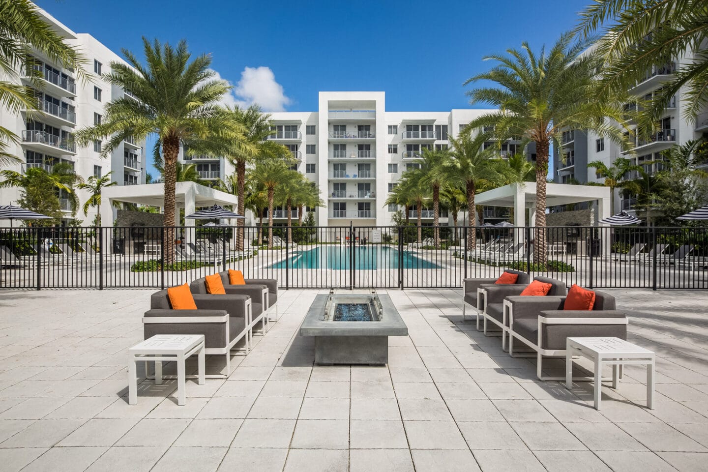 Outdoor Lounge Area and Fire Pit at Allure by Windsor, Boca Raton, Florida