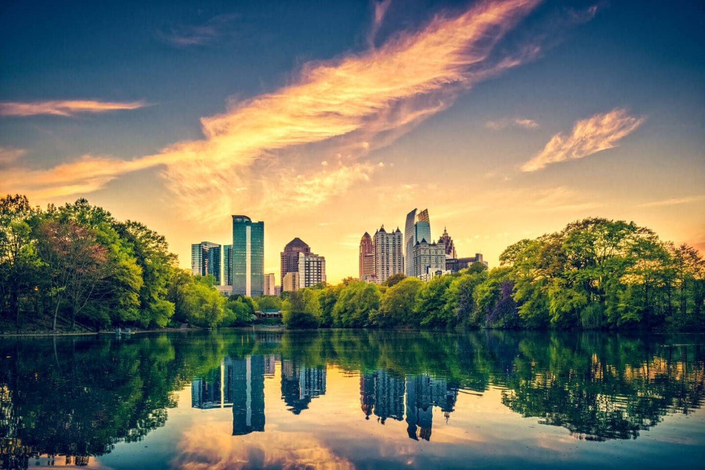 Atlanta Skyline from Piedmont Park at Windsor Old Fourth Ward, Atlanta, GA