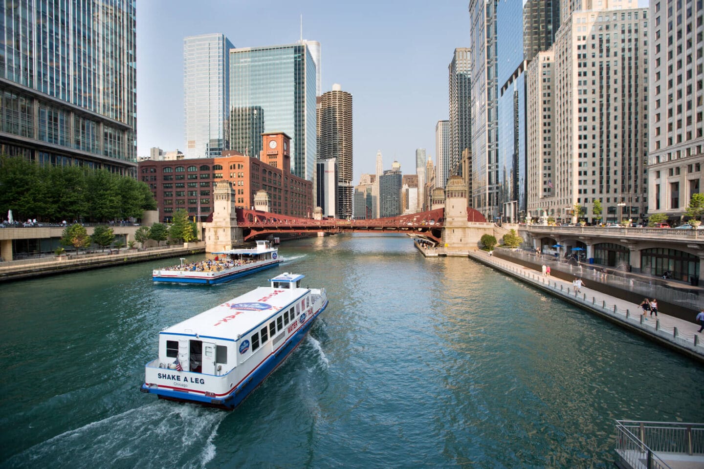 View of Chicago River near Flair Tower, Chicago, Illinois