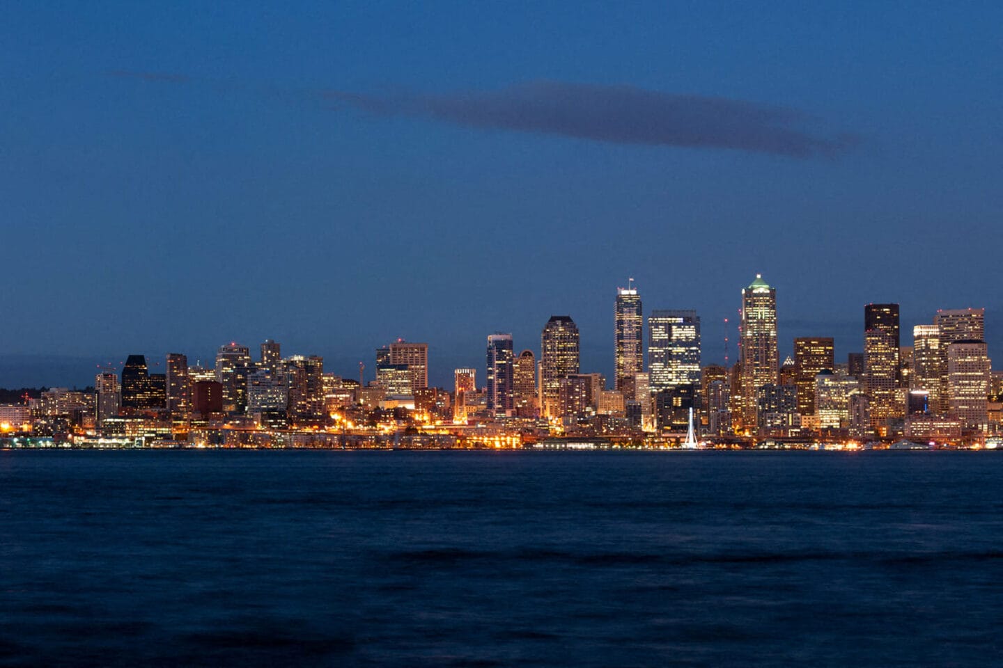 Magical View of Seattle Skyline and Puget Sound at The Whittaker, Seattle, Washington