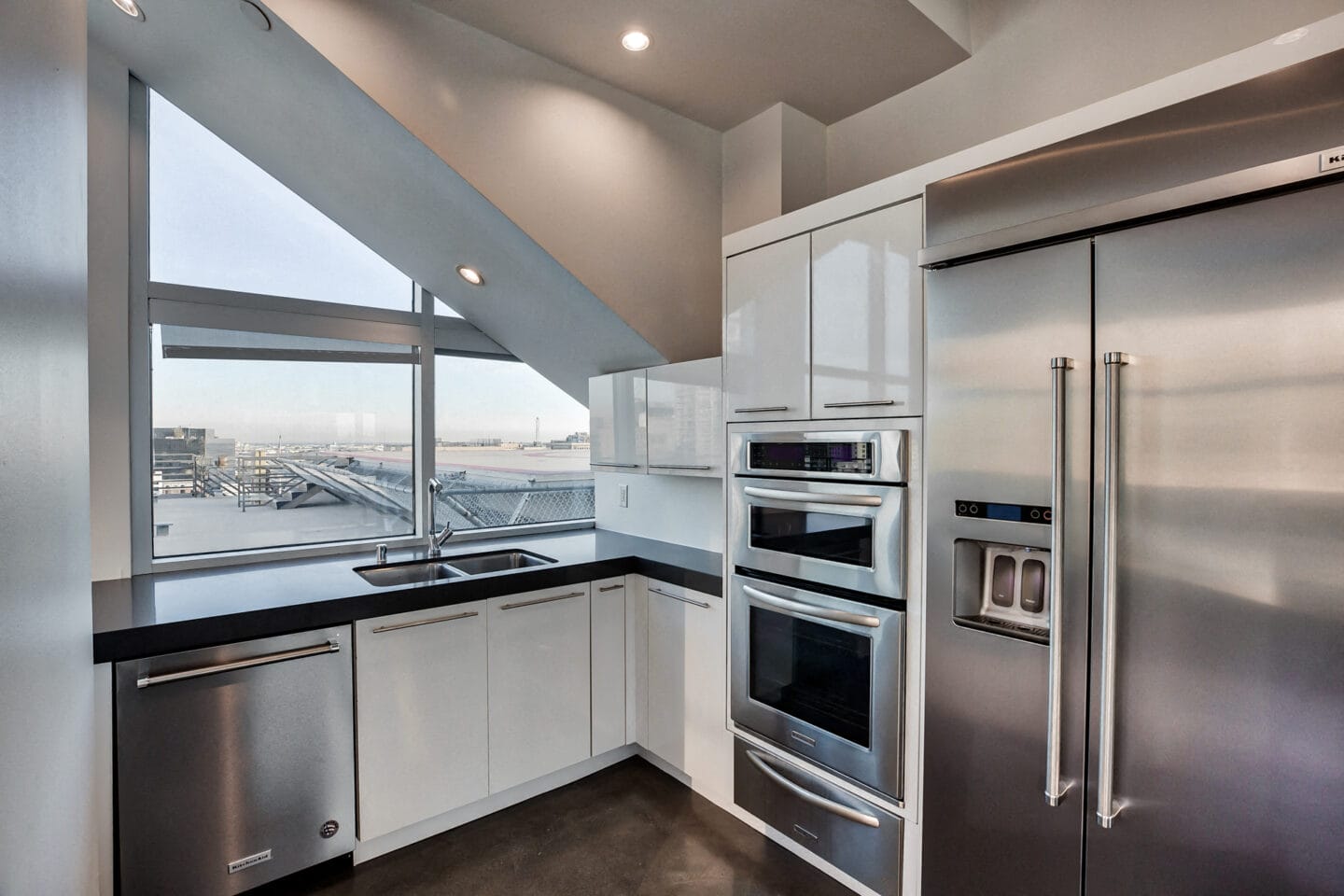 Stainless steel appliances  at Renaissance Tower, 501 W. Olympic Boulevard, CA