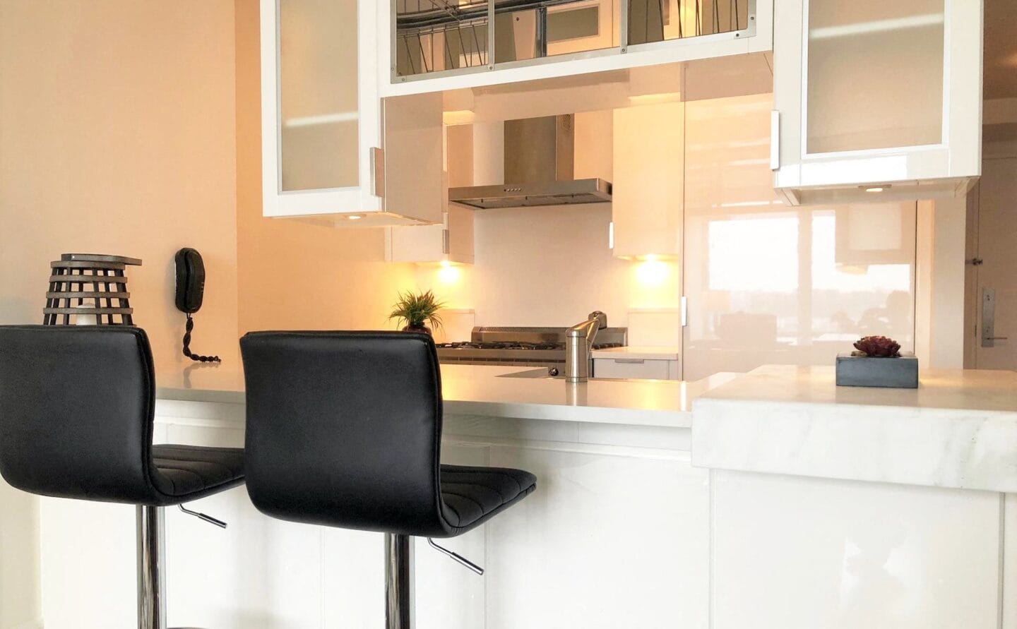 Bar stools in the kitchen at The Aldyn