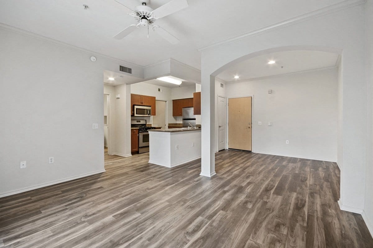 Living room at Windsor at Main Place, Orange, California