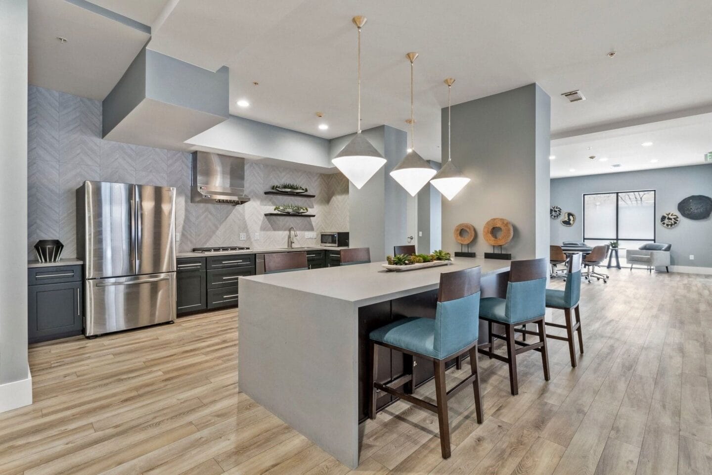 Fully equipped clubhouse kitchen with breakfast bar