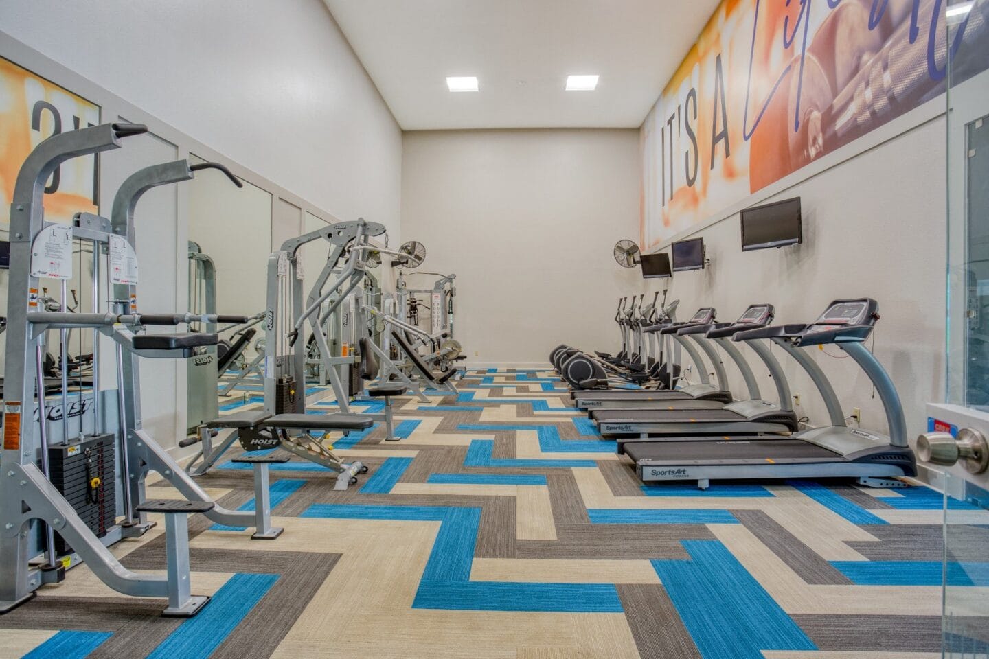 Fitness center with a variety of equipment