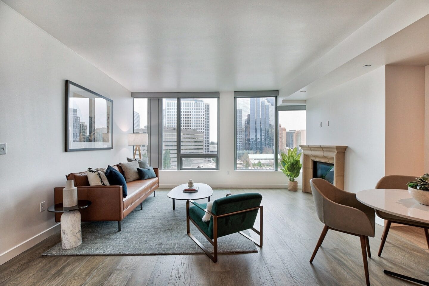 Spacious living area at The Bravern, Washington