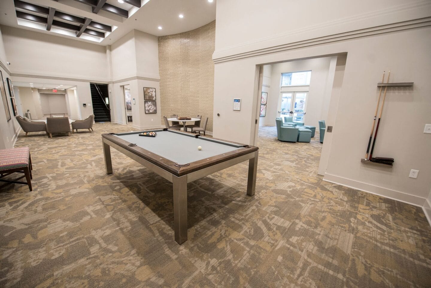 Game Room with Billiards and Poker Table at Windsor Brookhaven, Atlanta, Georgia