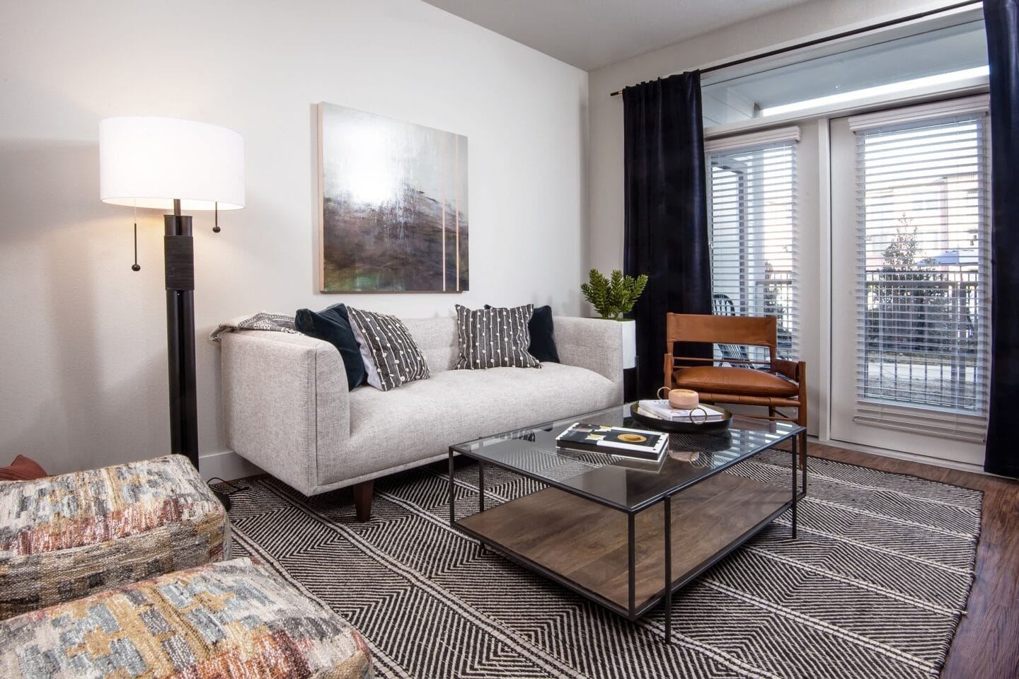 Spacious Living Room With Private Balcony at Windsor Castle Hills, Carrollton, Texas