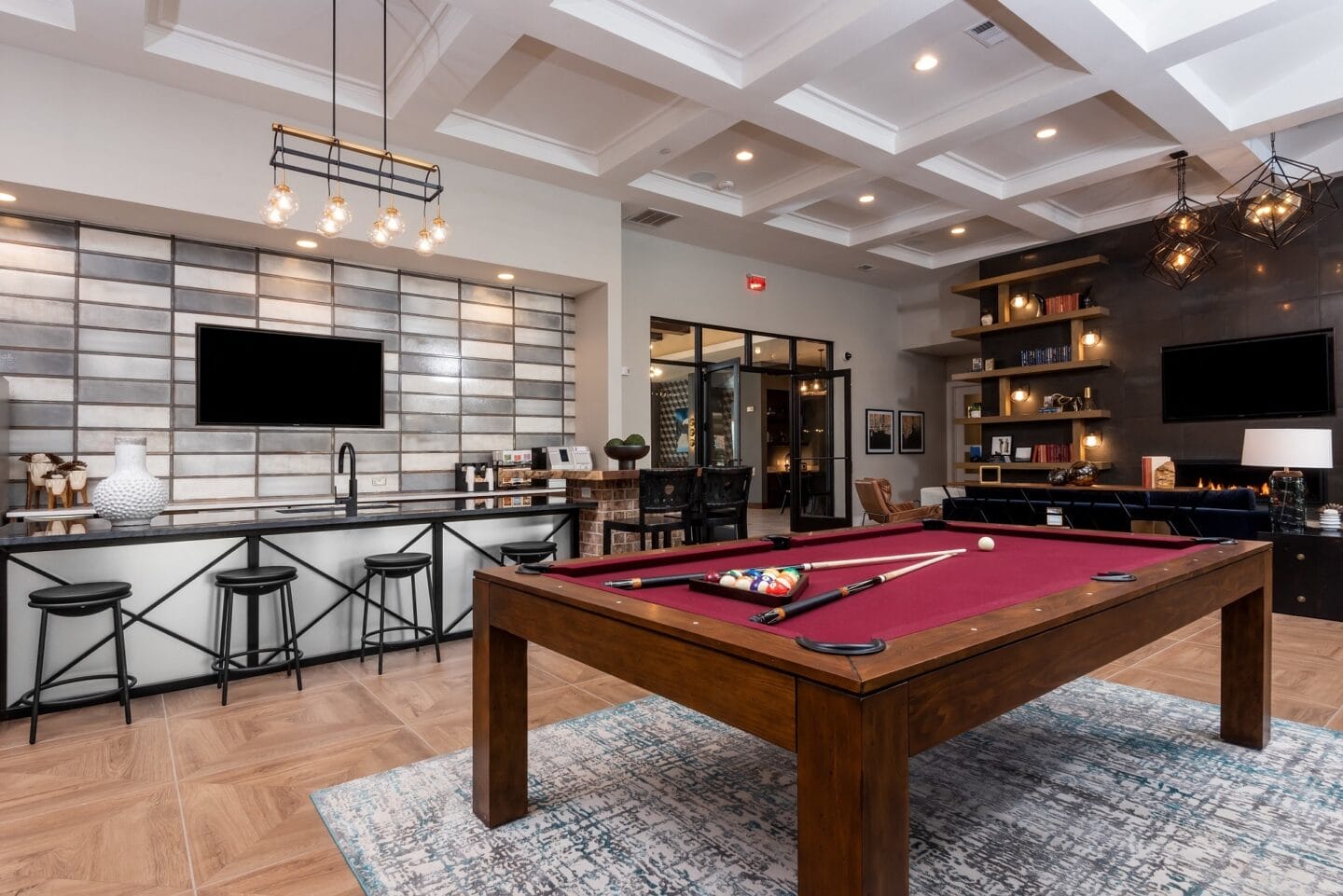 Sports Lounge With Billiards Table at Windsor Castle Hills, Carrollton, TX