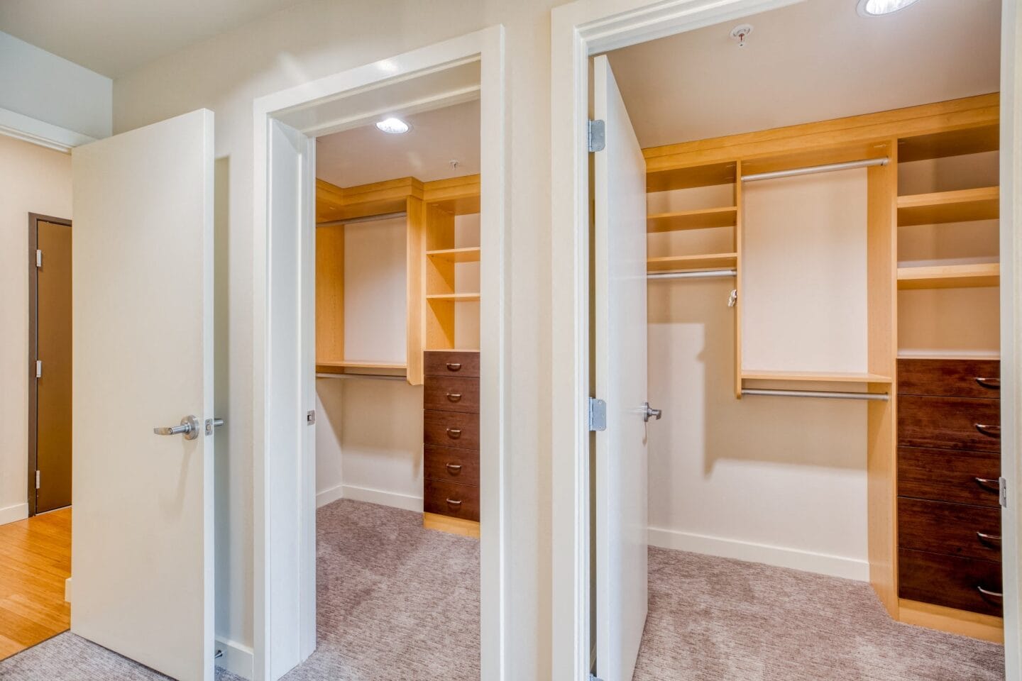 Spacious Closets with Built-in Shelving