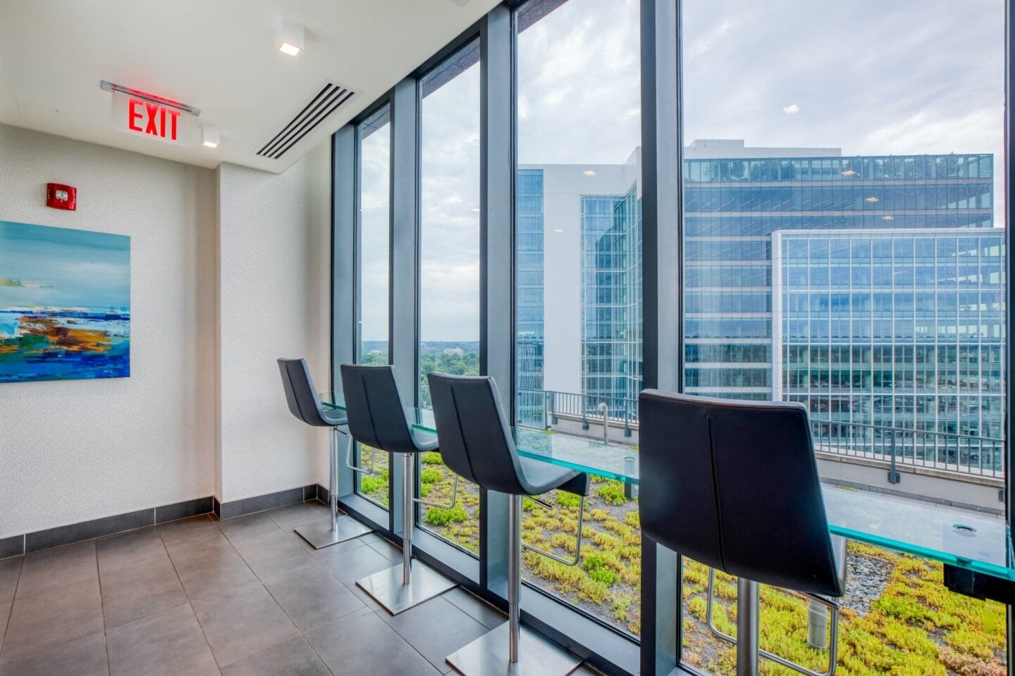 Large floor to ceiling window at Windsor Bethesda in Bethesda, Maryland