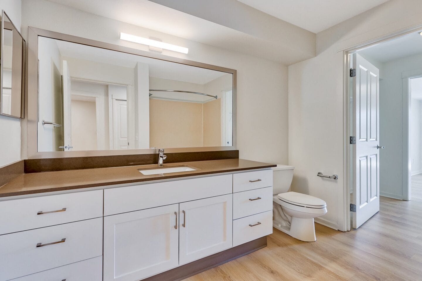 Renovated bathrooms at Tera Apartments, Kirkland, Washington