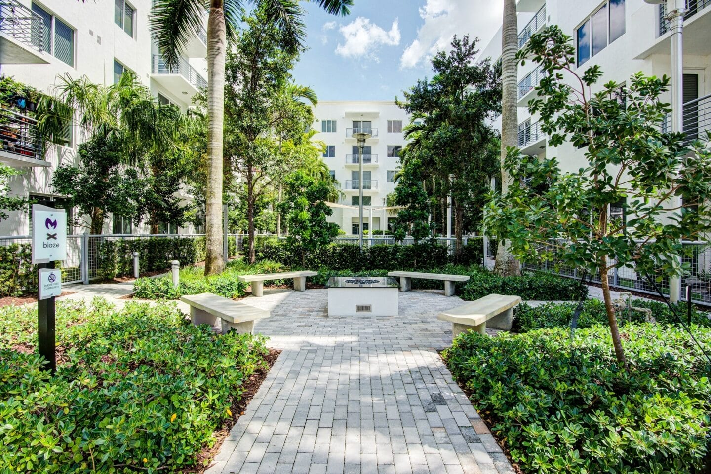 Serene meditation garden and shady lounge area at Windsor at Pembroke Gardens, Pembroke Pines