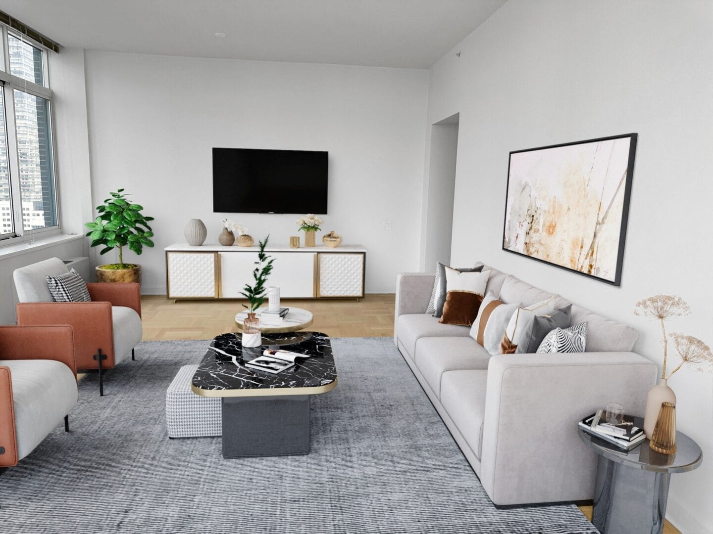 Living room at The Ashley Apartments, New York, New York