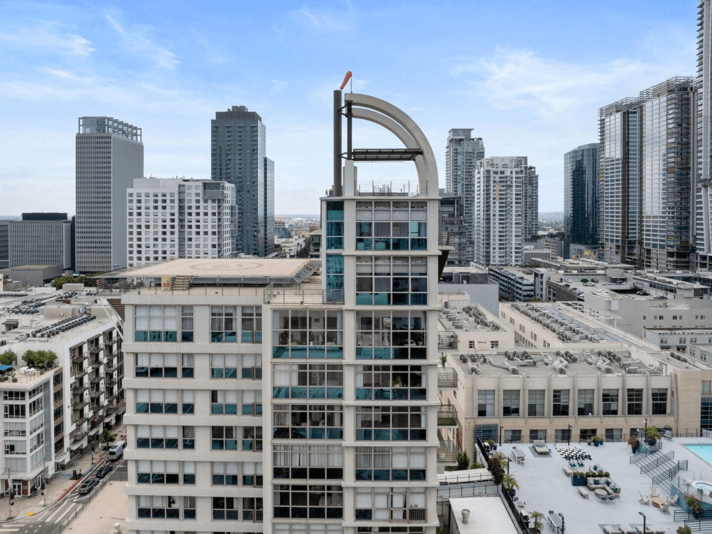 a view of the city from the top of a tall building