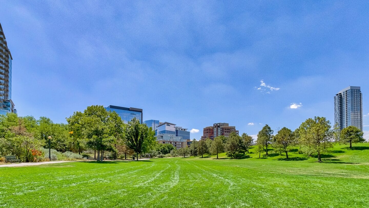 Ample green space at The Manhattan, 1801 Bassett Street, CO