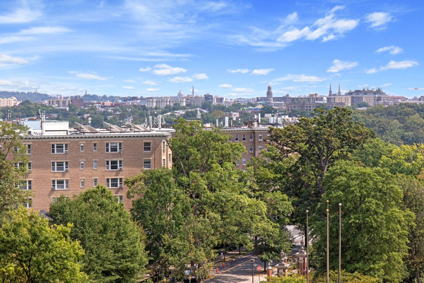 a view of the city from the roof of a building