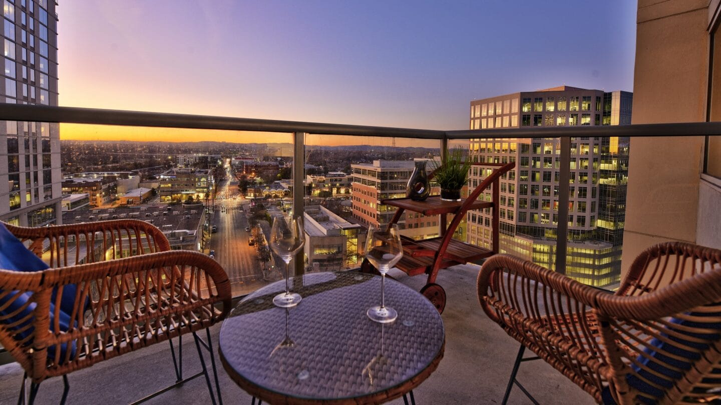 Unwind on your private balcony overlooking downtown Austin, at THE MONARCH BY WINDSOR, 801 West Fifth Street, Austin, TX