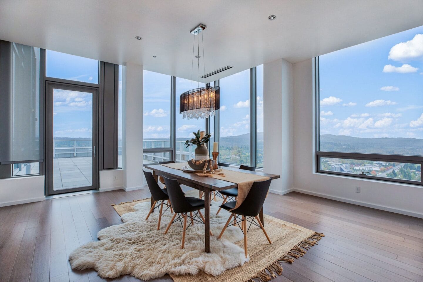 Dining room in penthouse at The Bravern, Bellevue, WA