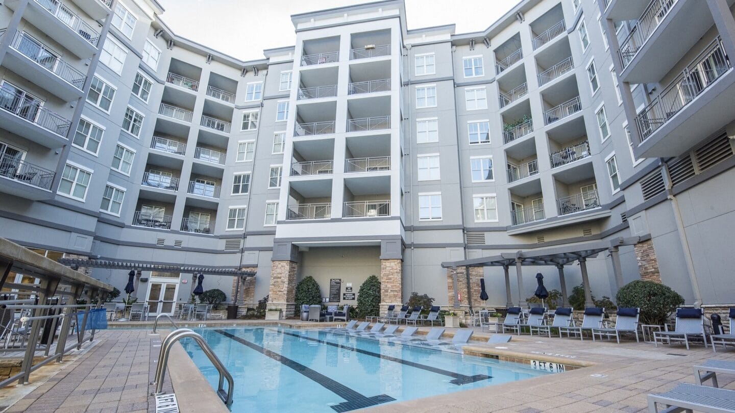 Courtyard with Pools, Fountains, and Waterfalls at Windsor Brookhaven, Atlanta, GA