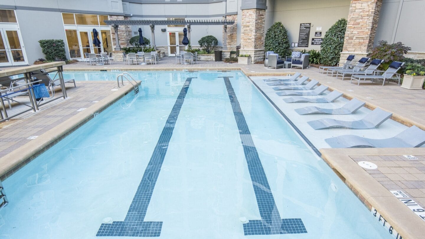 Swimming Pool with In-Water Lounge Chairs at Windsor Brookhaven, Atlanta, 30319