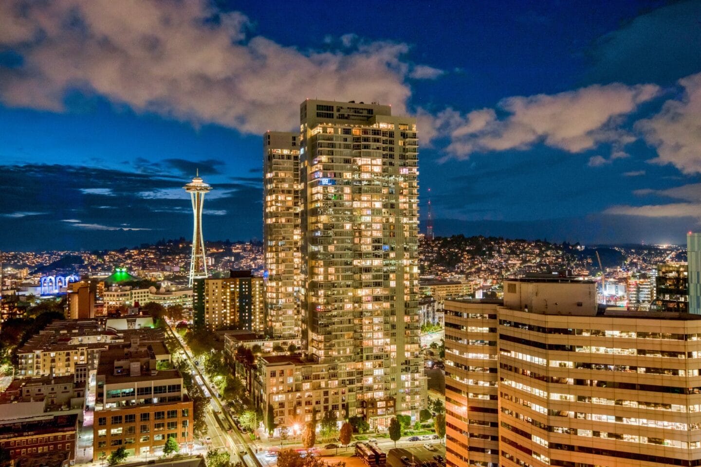 Enjoy panoramic views of the Seattle skyline from the rooftop